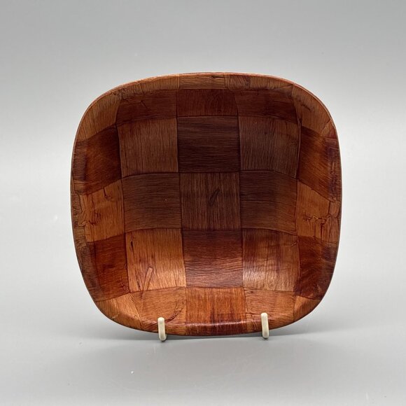 Vintage Parquet Wood Square Bowls Set | Mid Century | Set of 4 - Picture 4 of 10